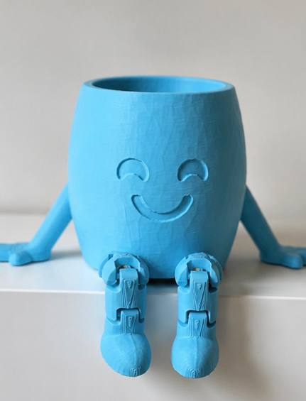 Detroit Plant Mom blue 3-inch 3D printed Hanging Buddy planter front view without a plant