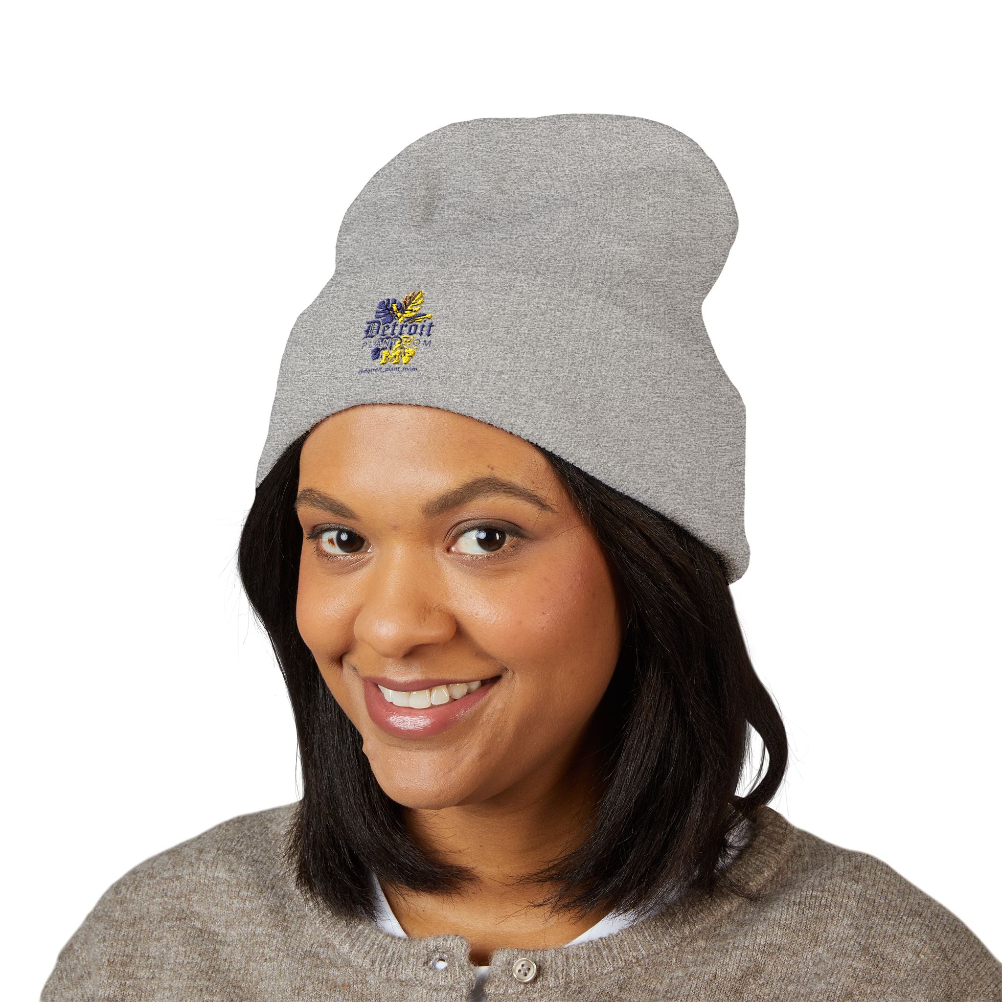 Detroit Plant Mom Classic Cuffed Beanie — Embroidered Detroit Plant Mom Floral Logo