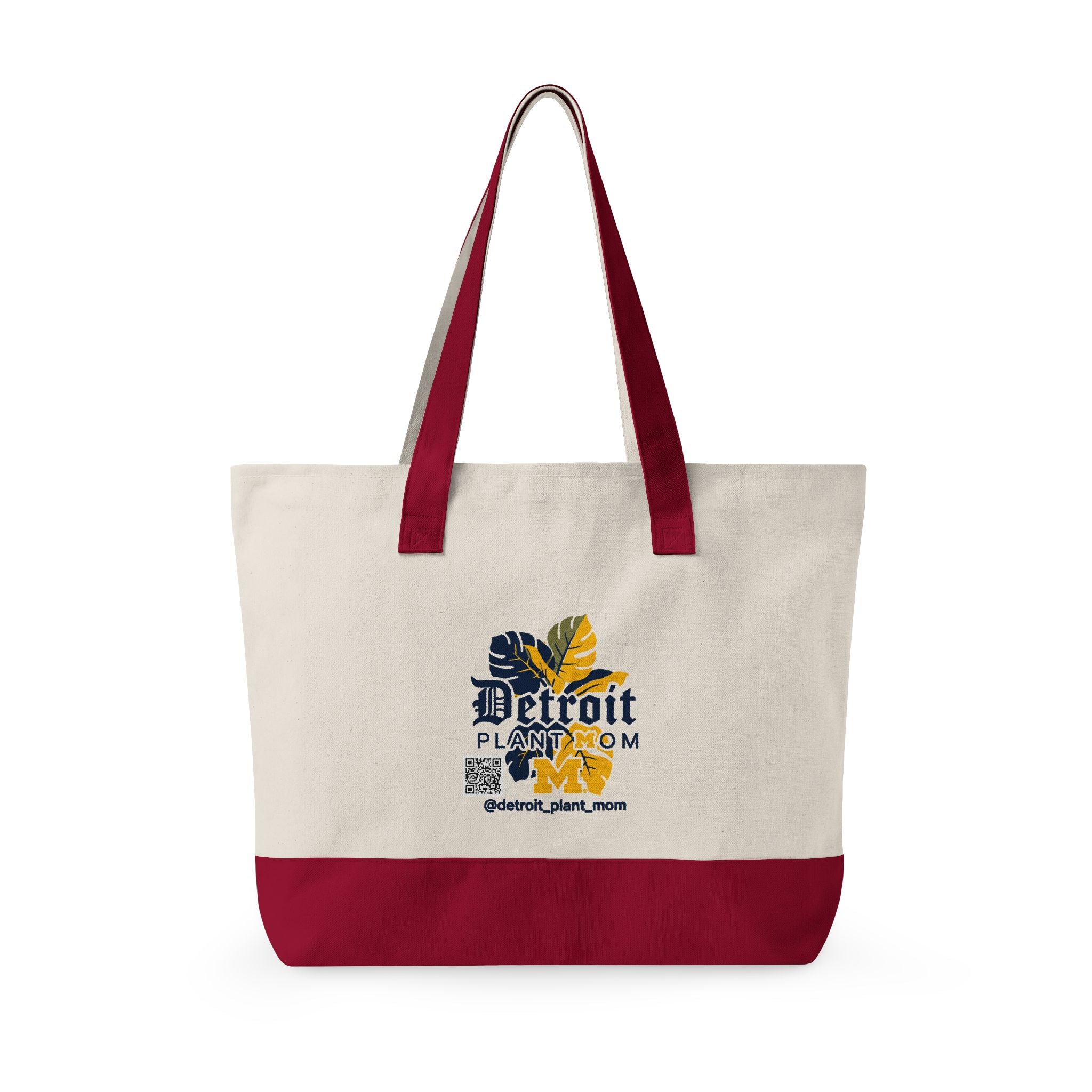 Detroit Plant Mom Bloom Canvas Tote - Zippered Eco-Friendly Market Bag plant lover tote bag by Detroit Plant Mom
