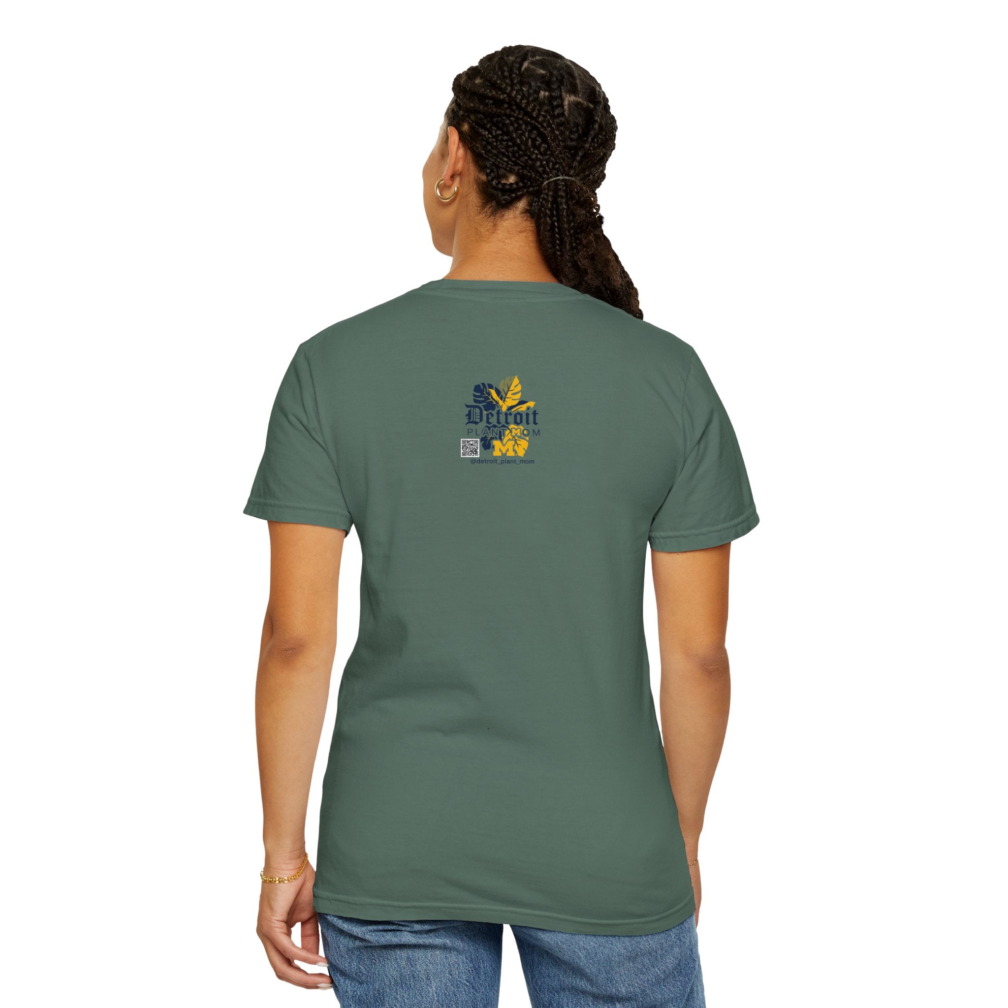 Pushing P(lants) T-Shirt - Melanated Woman Graphic Tee plant lover graphic tee by Detroit Plant Mom - product view 45