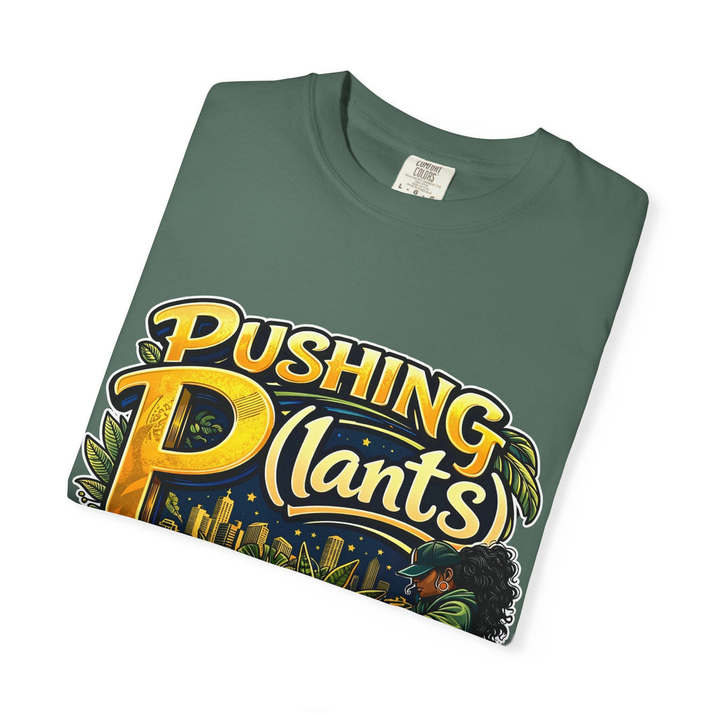 Pushing P(lants) T-Shirt - Melanated Woman Graphic Tee plant lover graphic tee by Detroit Plant Mom - product view 48