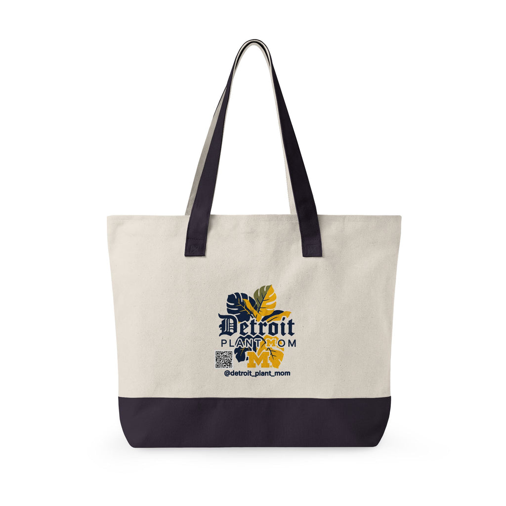 Detroit Plant Mom Bloom Canvas Tote - Zippered Eco-Friendly Market Bag plant lover tote bag by Detroit Plant Mom