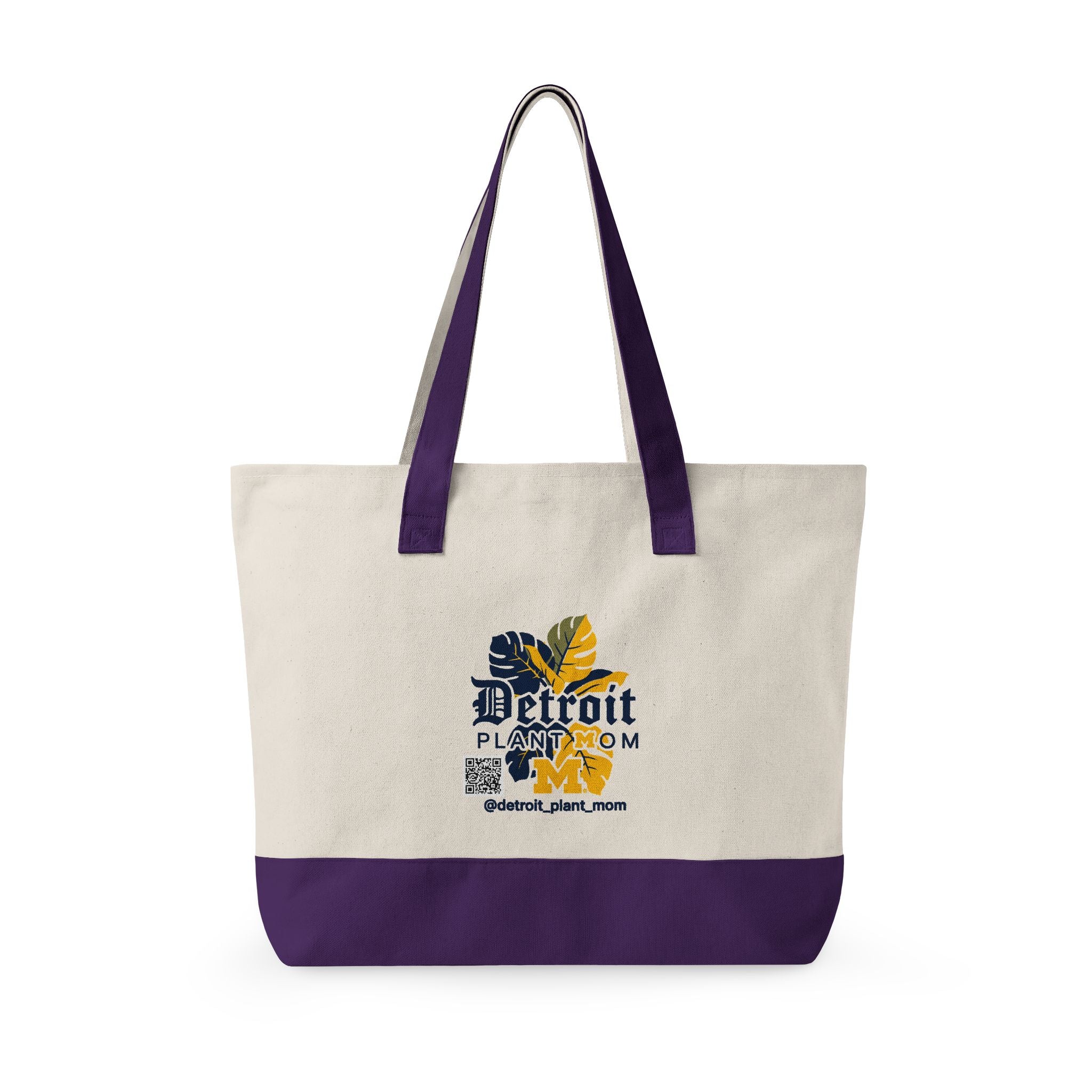Detroit Plant Mom Bloom Canvas Tote - Zippered Eco-Friendly Market Bag plant lover tote bag by Detroit Plant Mom