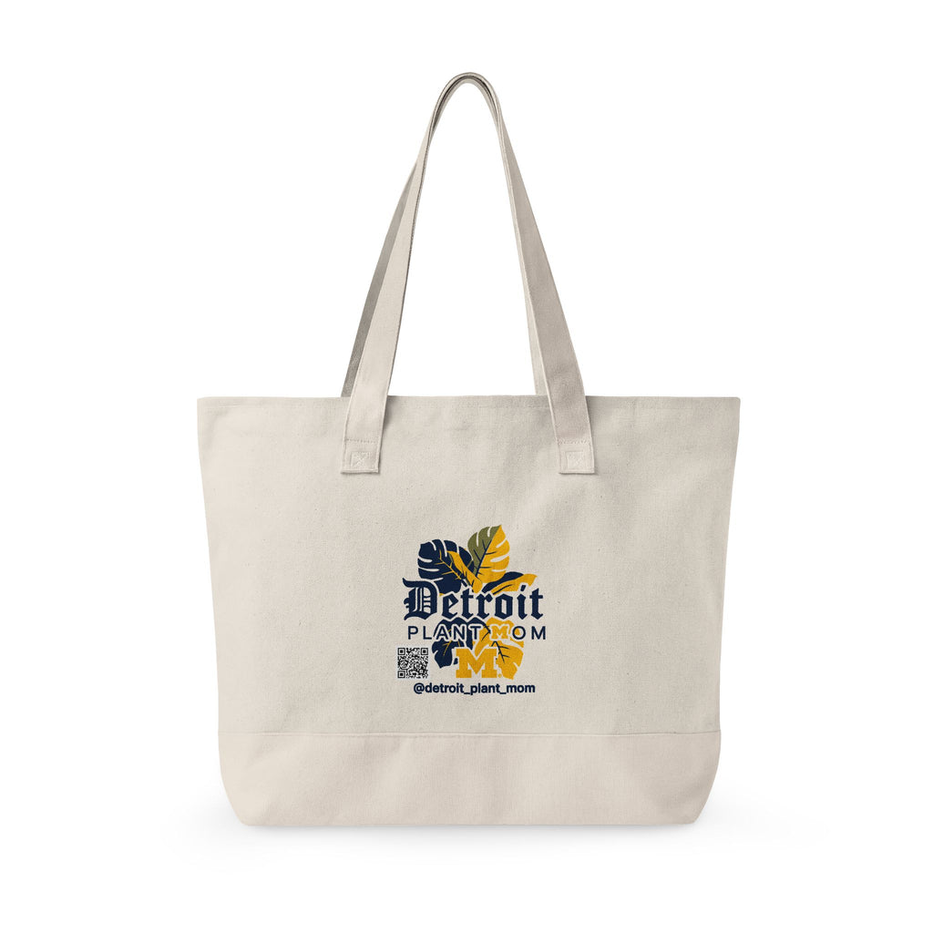Detroit Plant Mom Bloom Canvas Tote - Zippered Eco-Friendly Market Bag plant lover tote bag by Detroit Plant Mom
