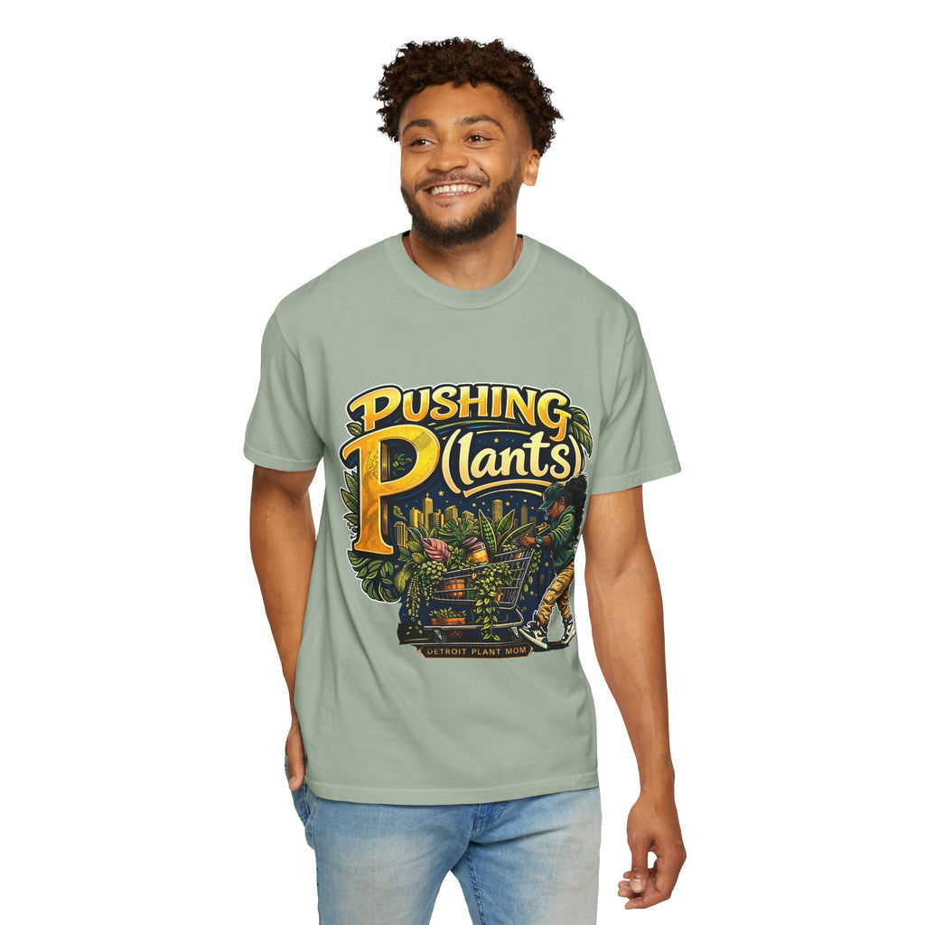 Pushing P(lants) T-Shirt - Melanated Woman Graphic Tee plant lover graphic tee by Detroit Plant Mom - product view 42