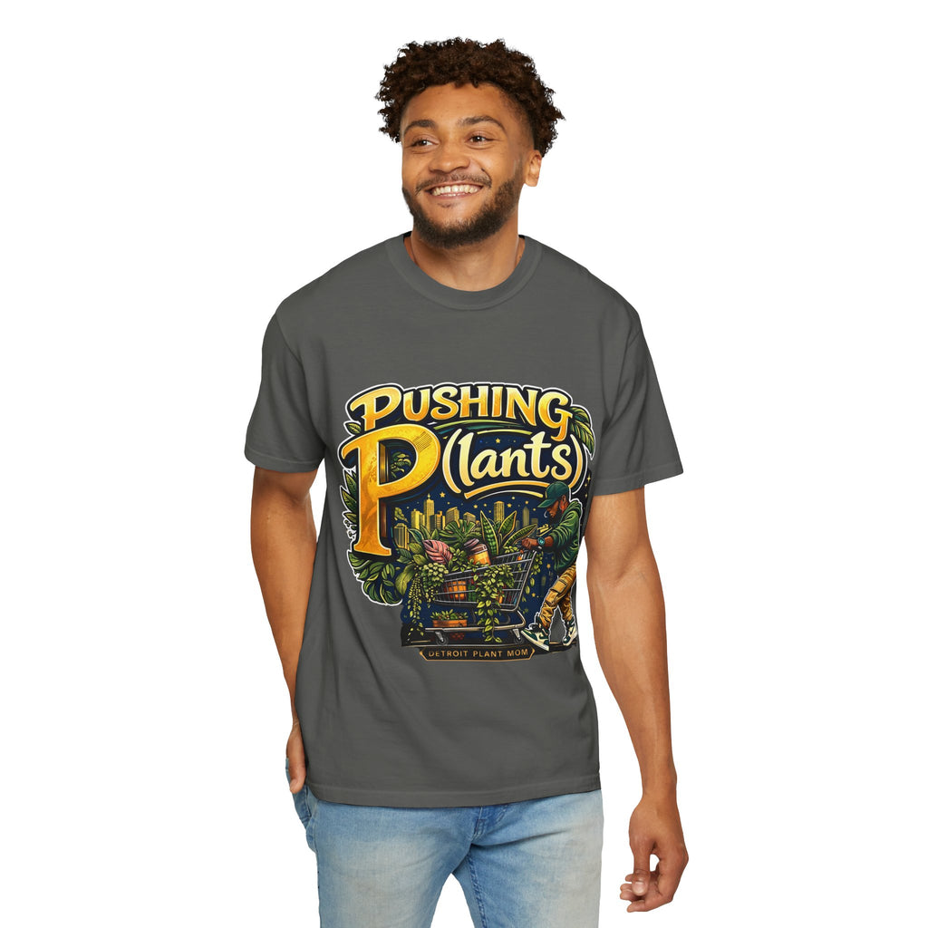 Pushing P(lants) T-Shirt - Melanated Man Graphic Tee plant lover graphic tee by Detroit Plant Mom - product view 17