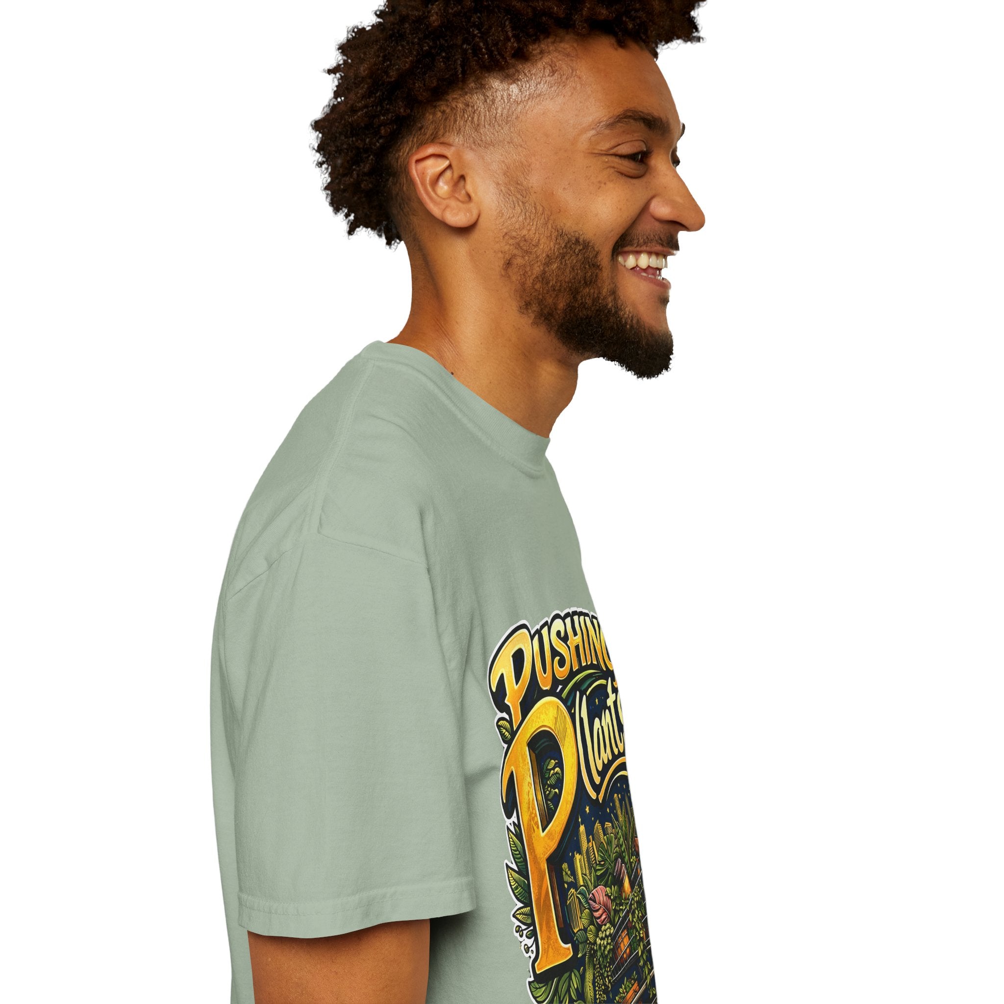 Pushing P(lants) T-Shirt - Melanated Man Graphic Tee plant lover graphic tee by Detroit Plant Mom - product view 35
