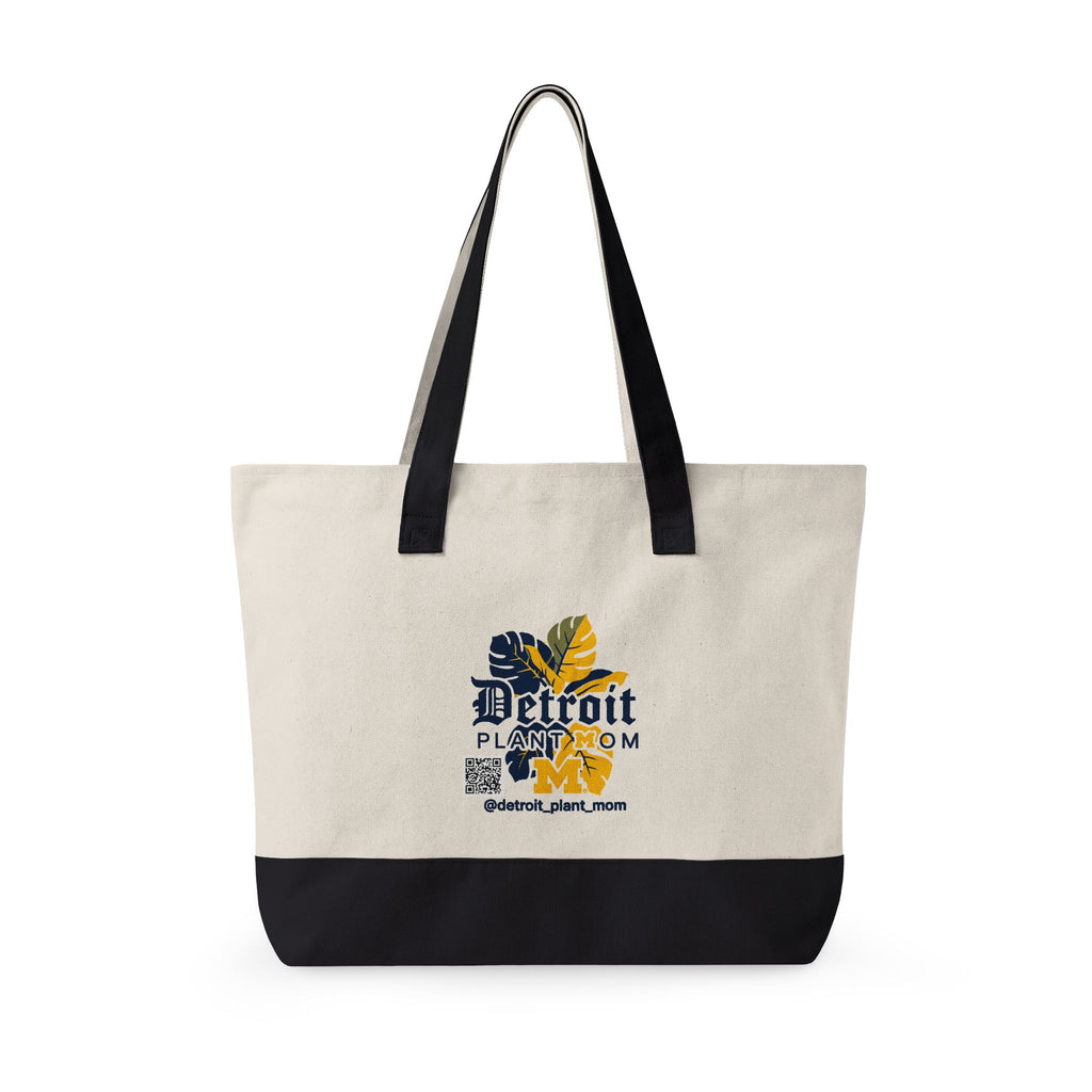 Detroit Plant Mom Bloom Canvas Tote - Zippered Eco-Friendly Market Bag plant lover tote bag by Detroit Plant Mom