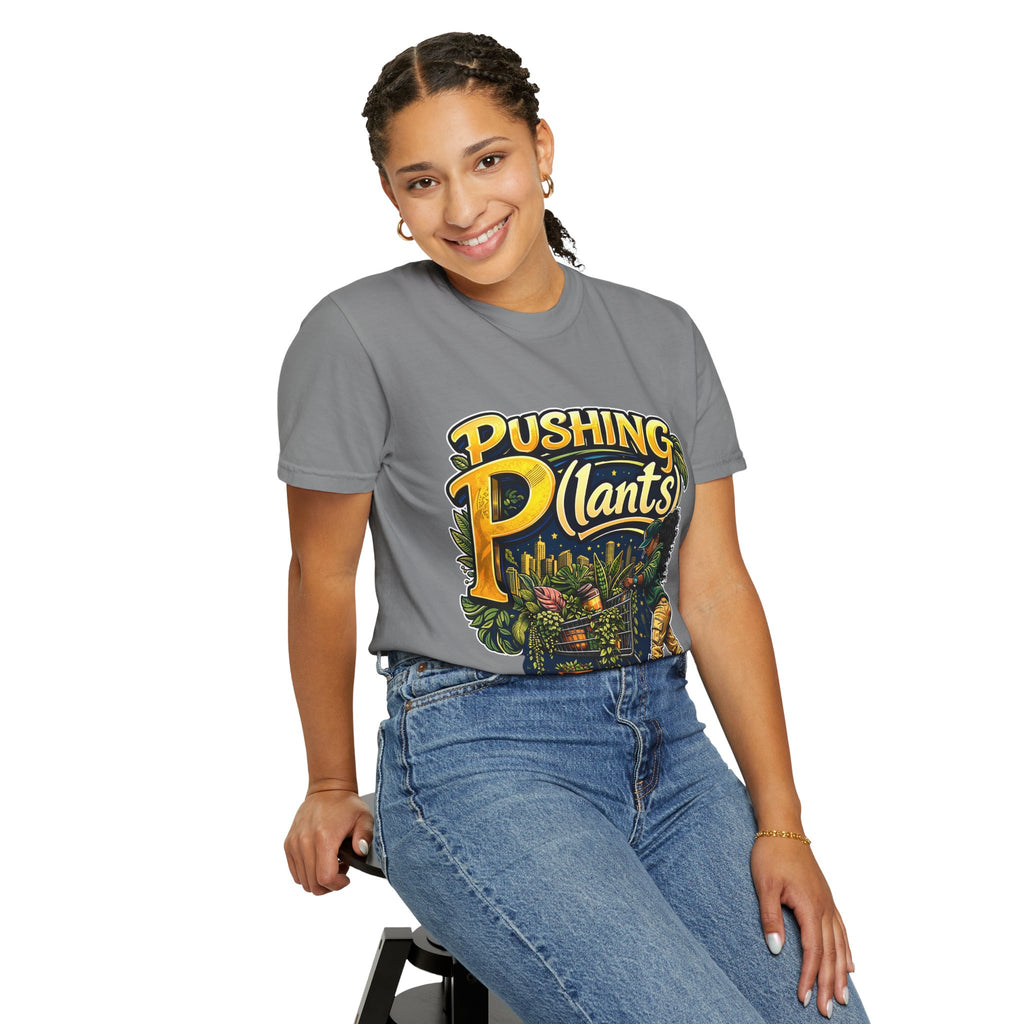 Pushing P(lants) T-Shirt - Melanated Woman Graphic Tee plant lover graphic tee by Detroit Plant Mom - product view 23