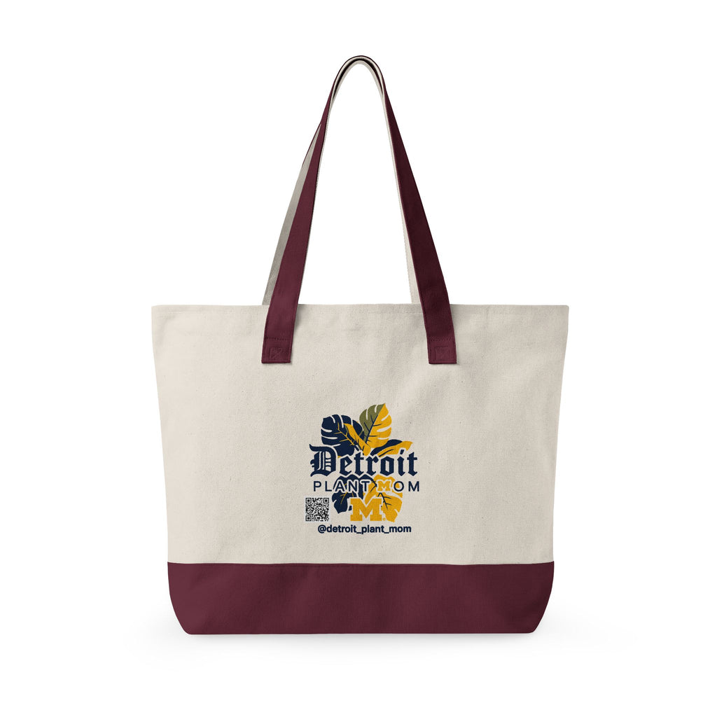 Detroit Plant Mom Bloom Canvas Tote - Zippered Eco-Friendly Market Bag plant lover tote bag by Detroit Plant Mom