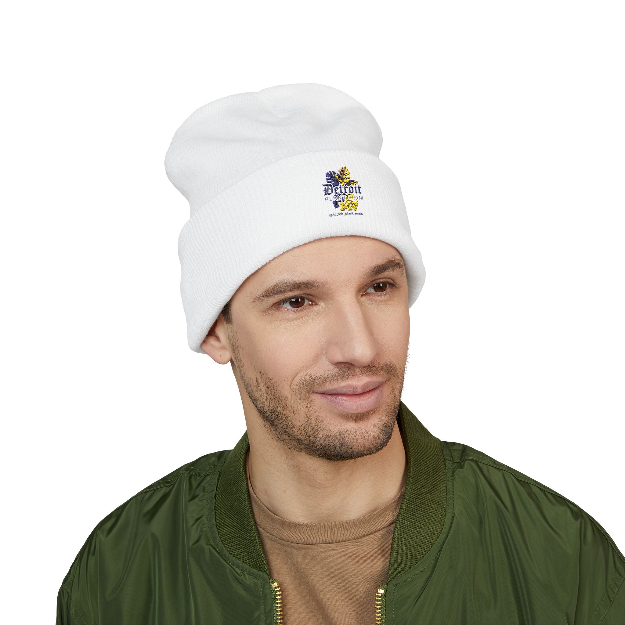 Detroit Plant Mom Classic Cuffed Beanie - Embroidered Detroit Plant Mom Floral Logo embroidered beanie by Detroit Plant Mom