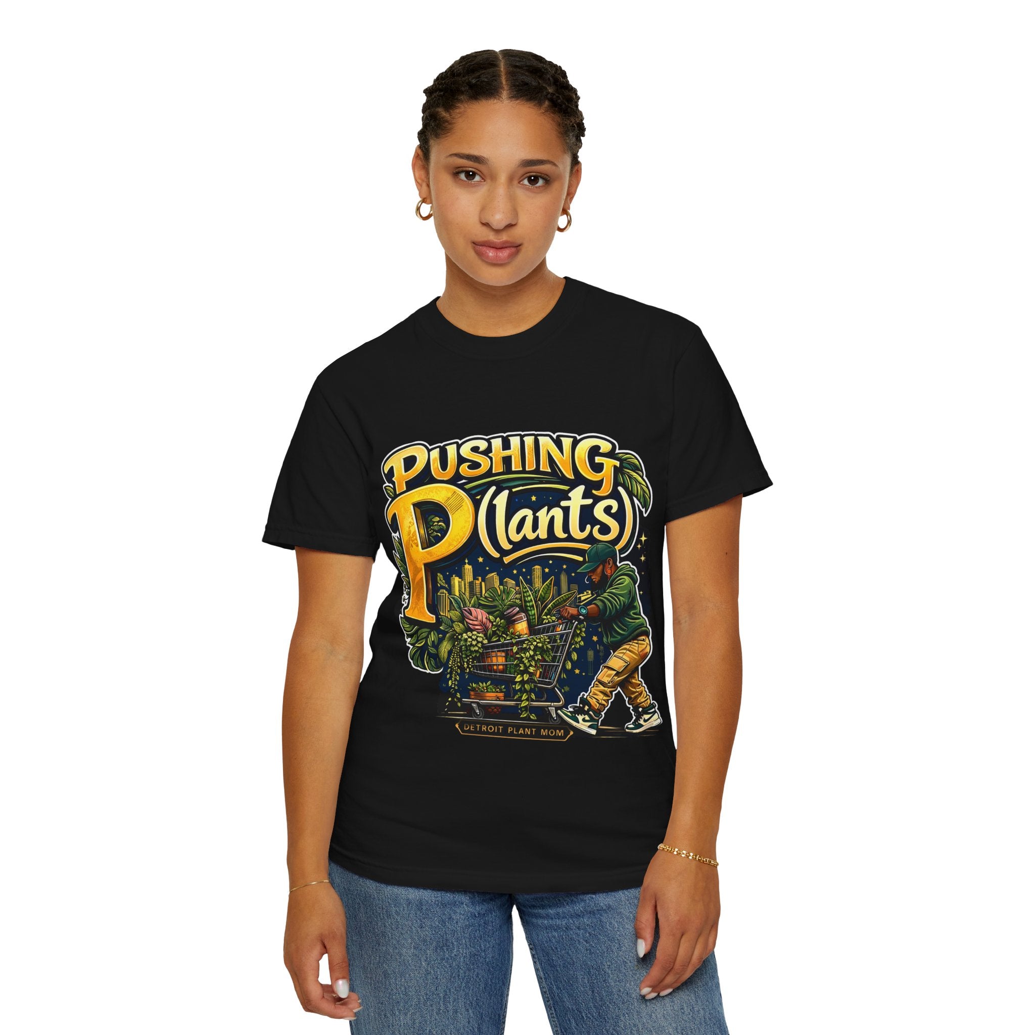 Pushing P(lants) T-Shirt - Melanated Man Graphic Tee plant lover graphic tee by Detroit Plant Mom - product view 62