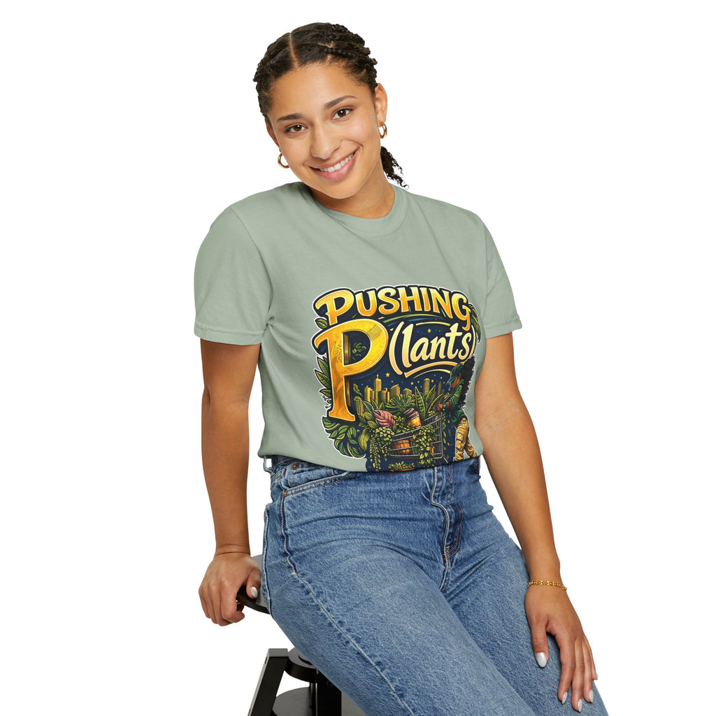 Pushing P(lants) T-Shirt - Melanated Woman Graphic Tee plant lover graphic tee by Detroit Plant Mom - product view 40