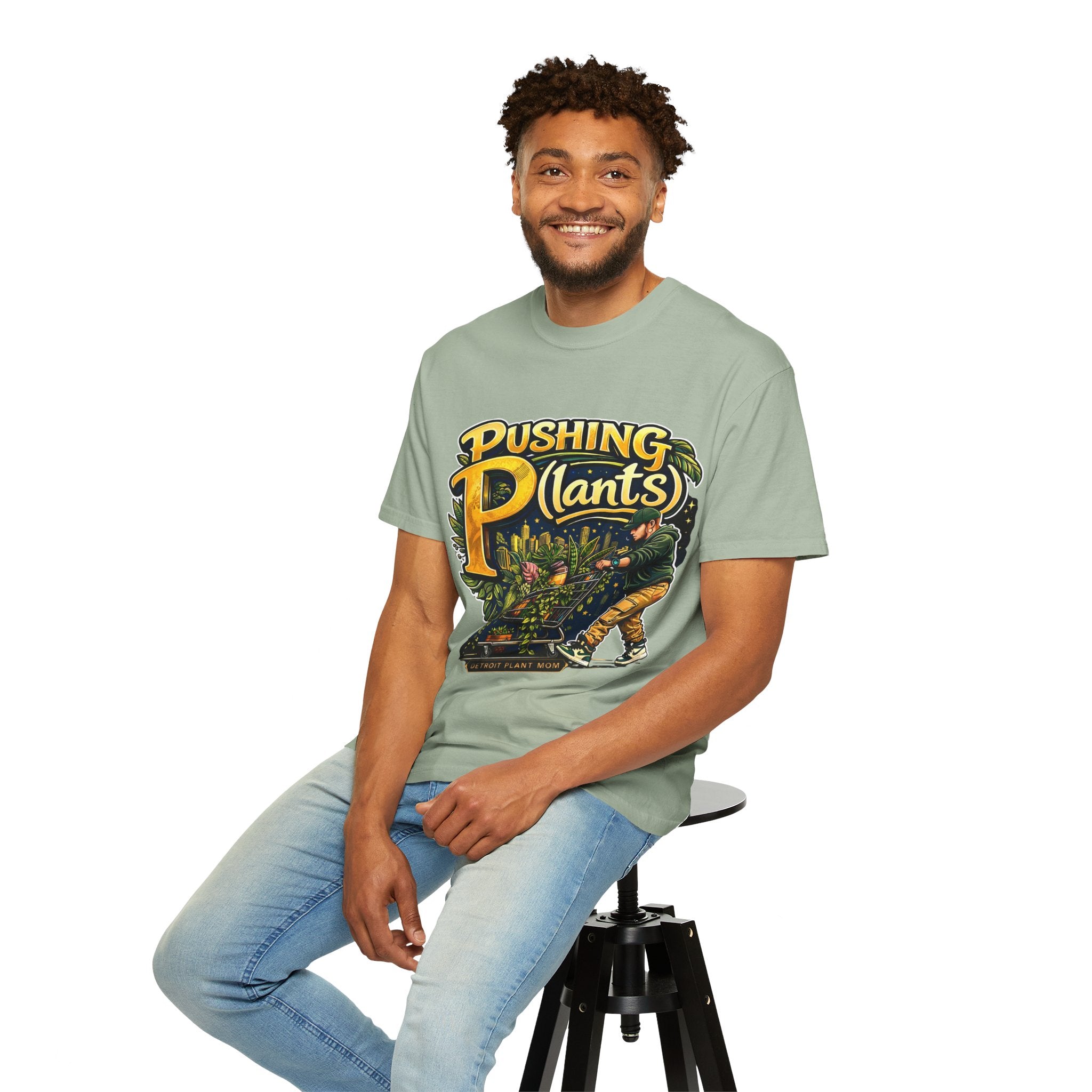 Pushing P(lants) T-Shirt - Man Graphic Tee plant lover graphic tee by Detroit Plant Mom - product view 23