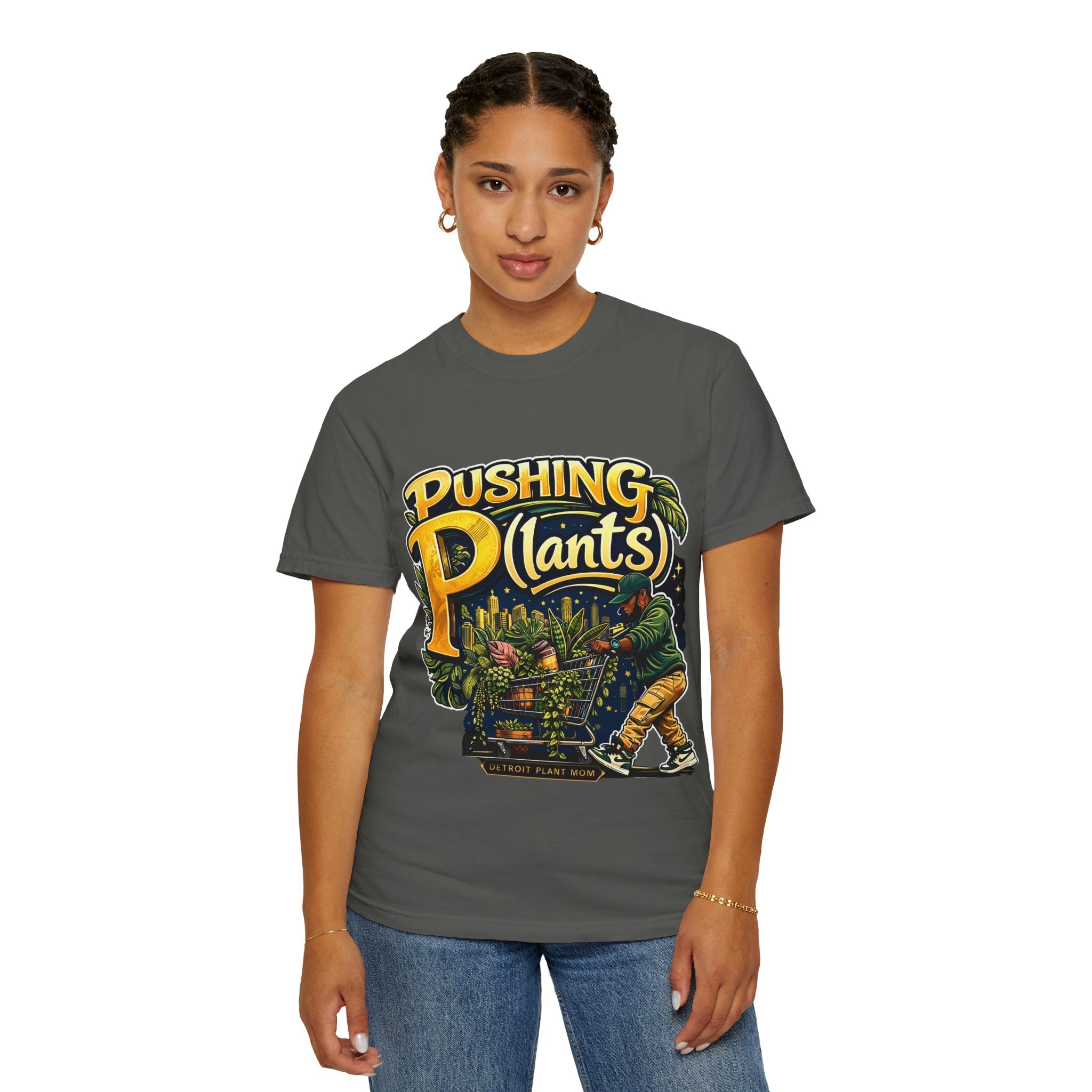Pushing P(lants) T-Shirt - Melanated Man Graphic Tee plant lover graphic tee by Detroit Plant Mom - product view 22