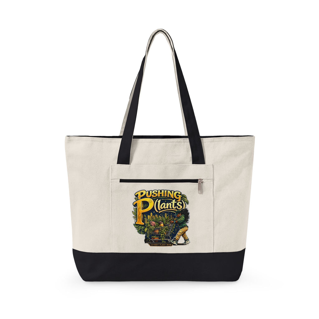 DPM: Pushing P(lants) Melanated Woman - Eco-Friendly Zippered Garden Tote