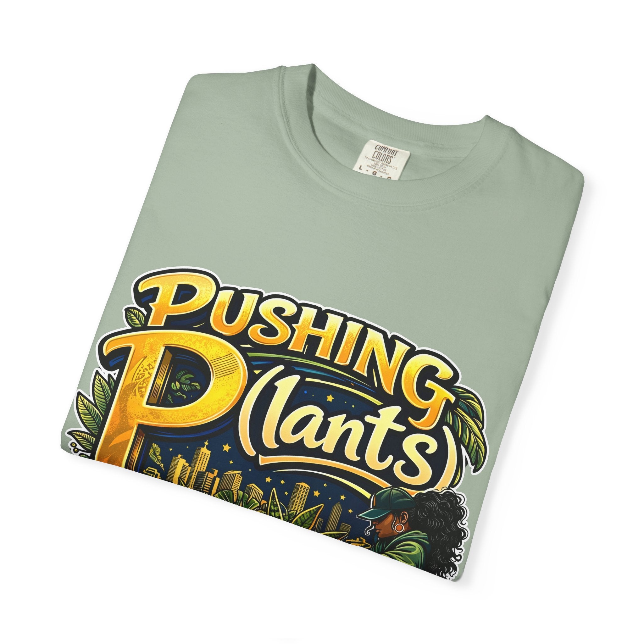 Pushing P(lants) T-Shirt - Melanated Woman Graphic Tee plant lover graphic tee by Detroit Plant Mom - product view 41