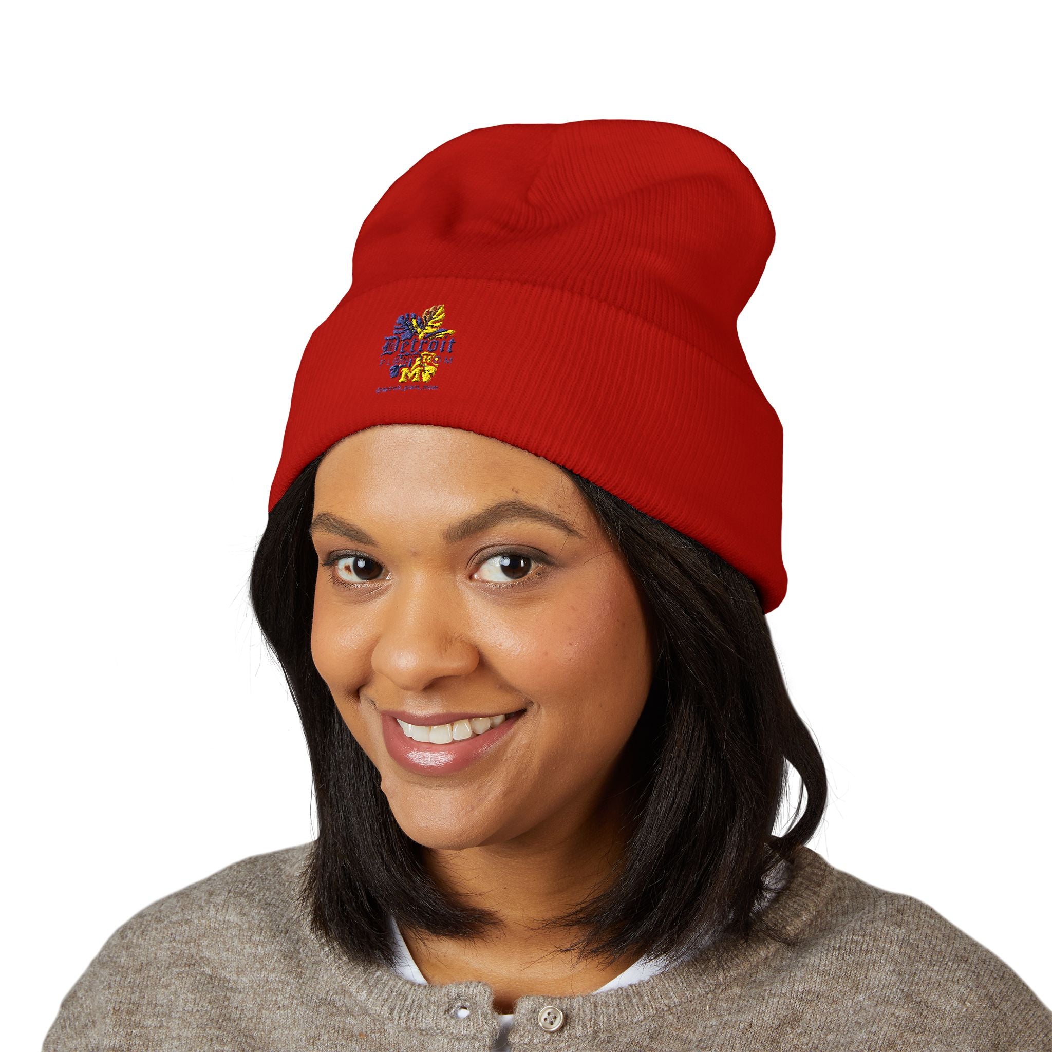 Detroit Plant Mom Classic Cuffed Beanie — Embroidered Detroit Plant Mom Floral Logo