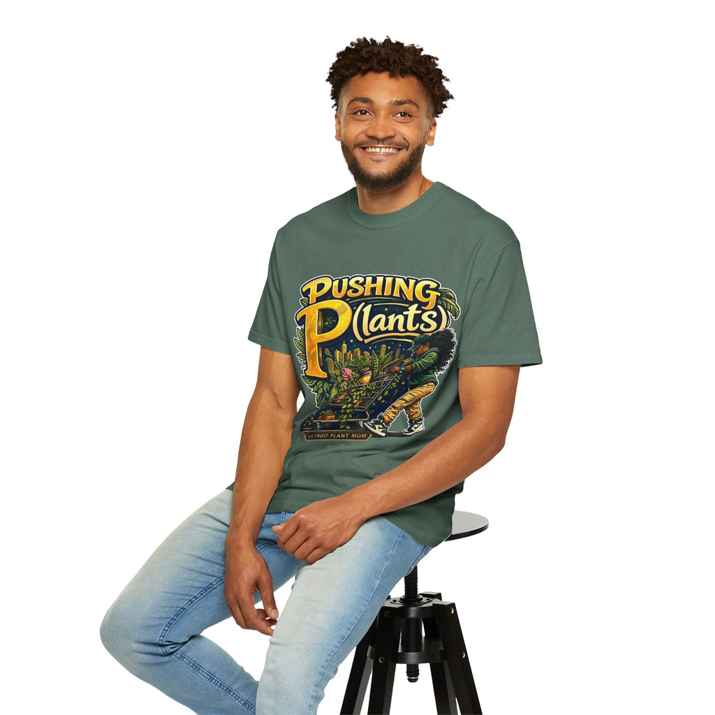 Pushing P(lants) T-Shirt - Melanated Woman Graphic Tee plant lover graphic tee by Detroit Plant Mom - product view 50