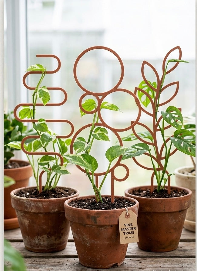 3D Printed Plant Trellis 3 Pack - Brown