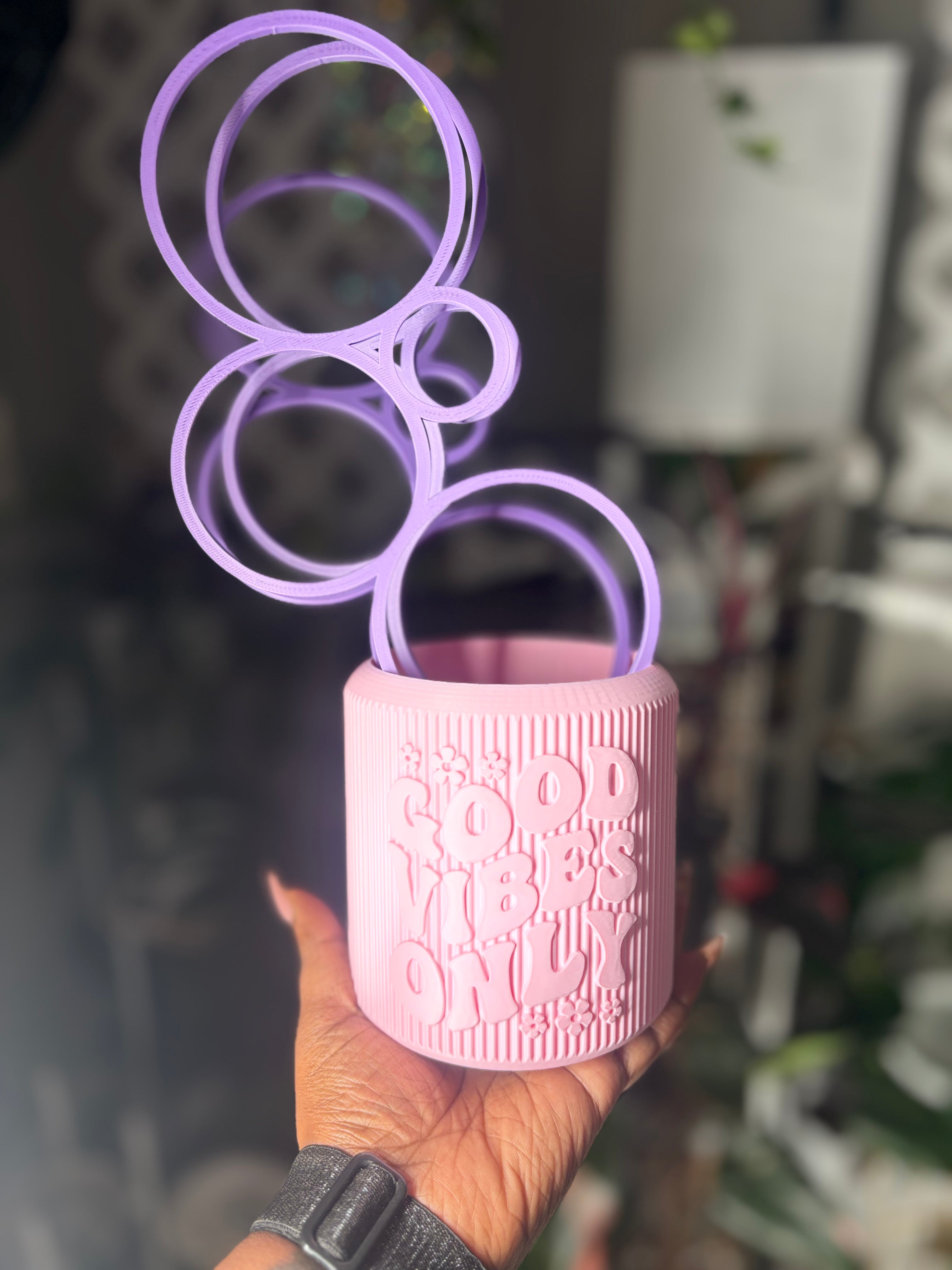3D Printed Good Vibes Only Pot - 4.5 Inch