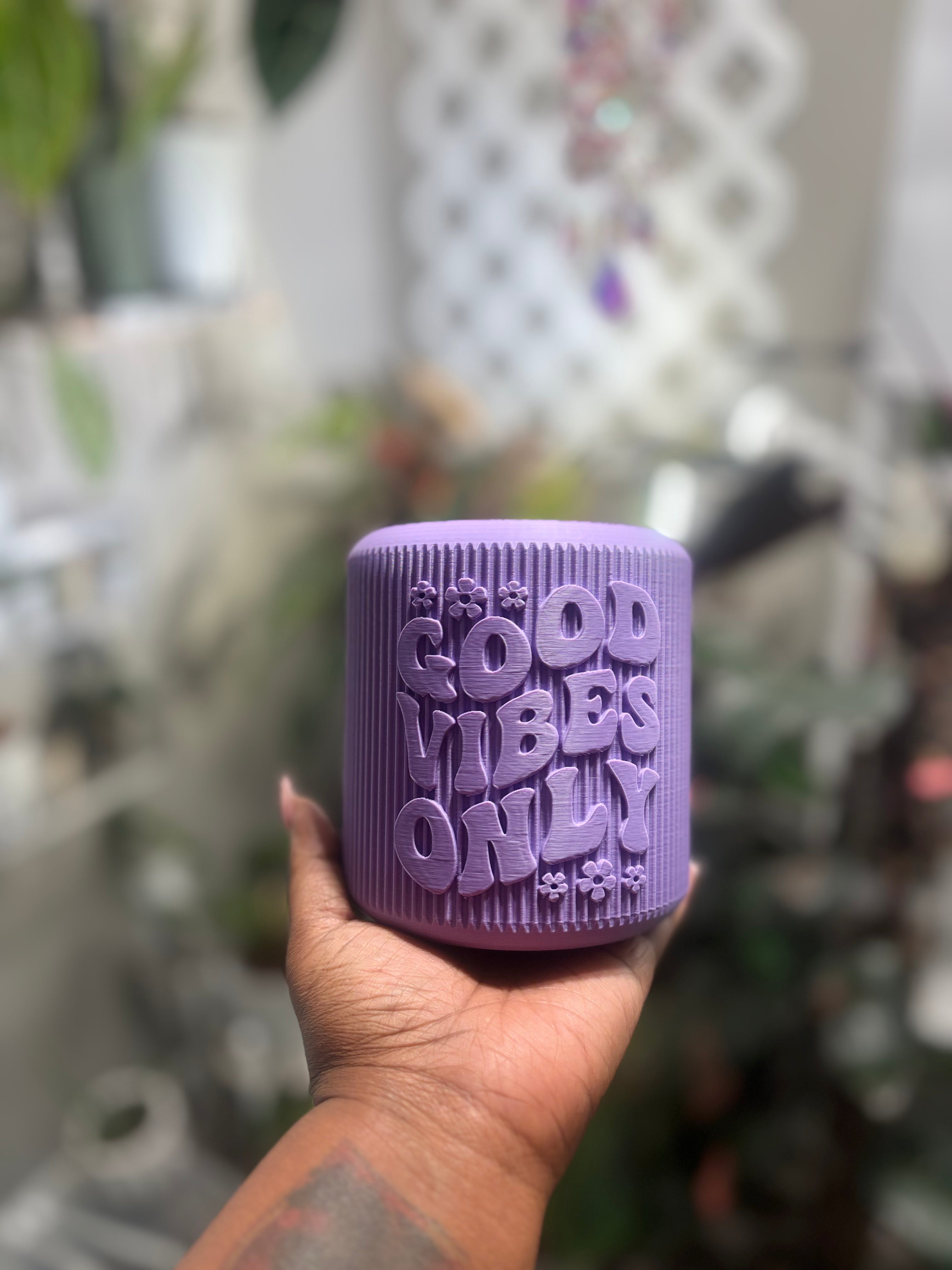 3D Printed Good Vibes Only Pot - 4.5 Inch