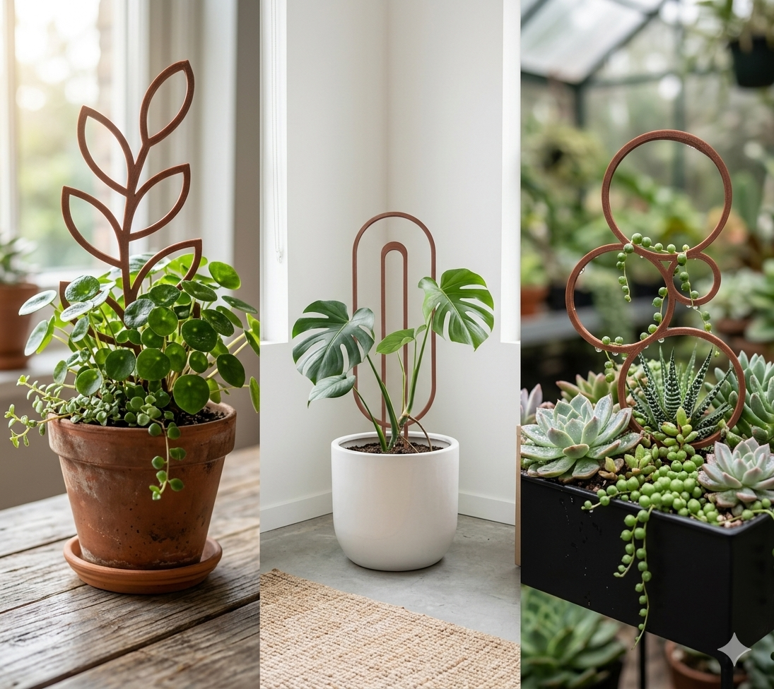 3D Printed Plant Trellis 3 Pack - Brown