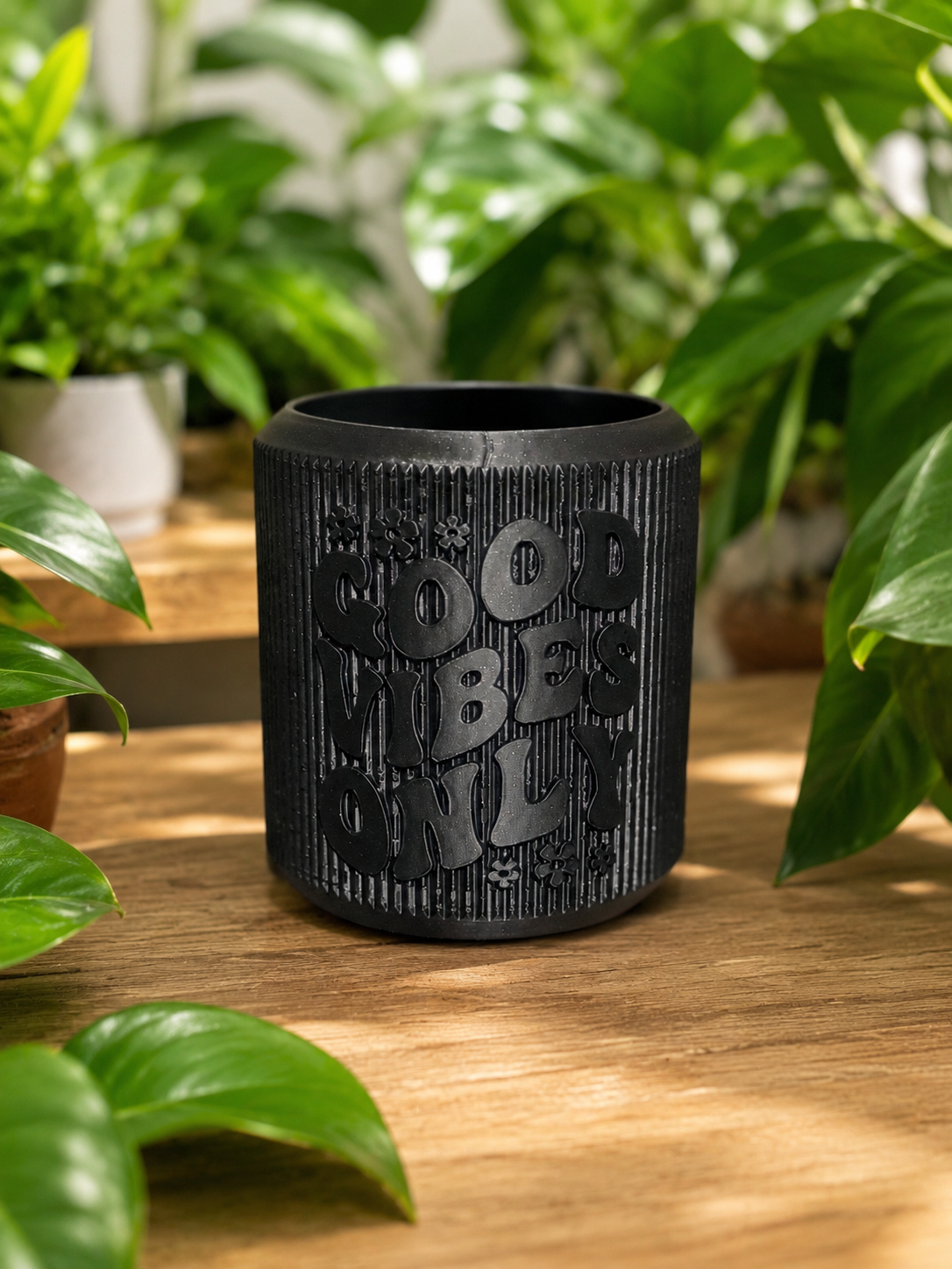 3D Printed Good Vibes Only Pot - 4.5 Inch
