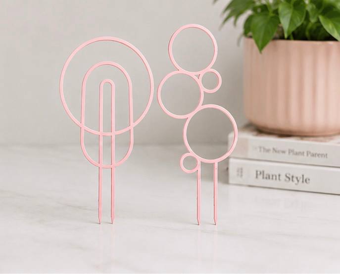 Detroit Plant Mom 3D Printed Circular Plant Trellis 4 Pack — pink trellis set product view
