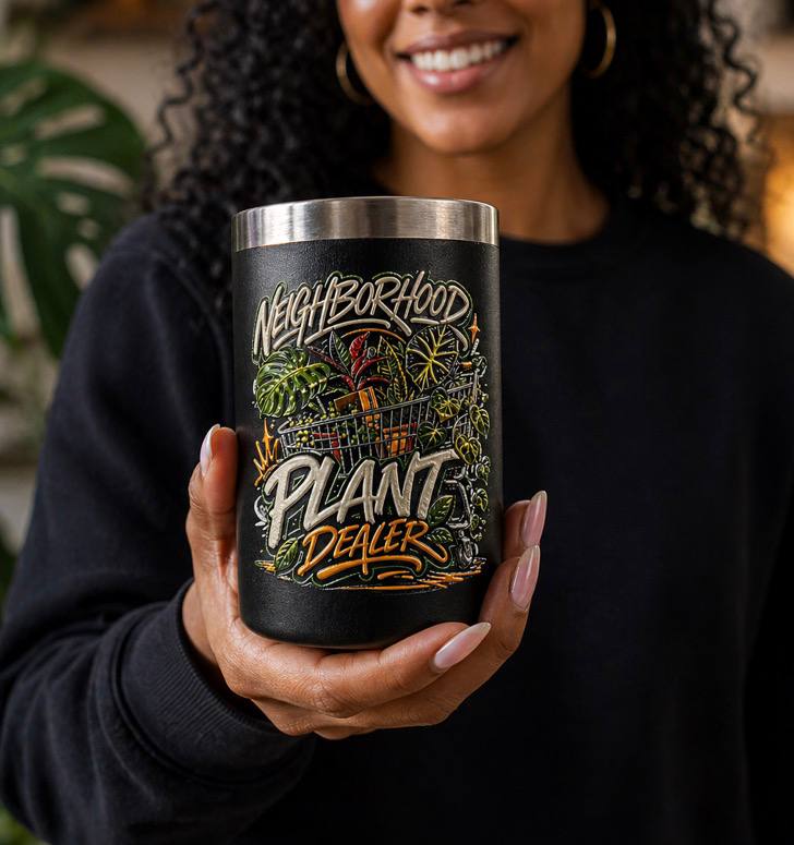 Neighborhood Plant Dealer 12 oz insulated mug lifestyle product photo