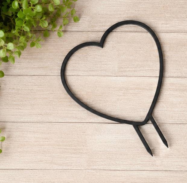 Detroit Plant Mom 3D Printed Heart Trellis 2 Pack — black heart-shaped trellis styled with greenery