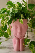 Detroit Plant Mom 3D Printed Unbothered Decorative 5-inch Planter — pink planter styled with trailing pothos