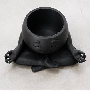 Detroit Plant Mom 3D Printed Zen Meditation Decorative Planter — black top view showing the planter opening